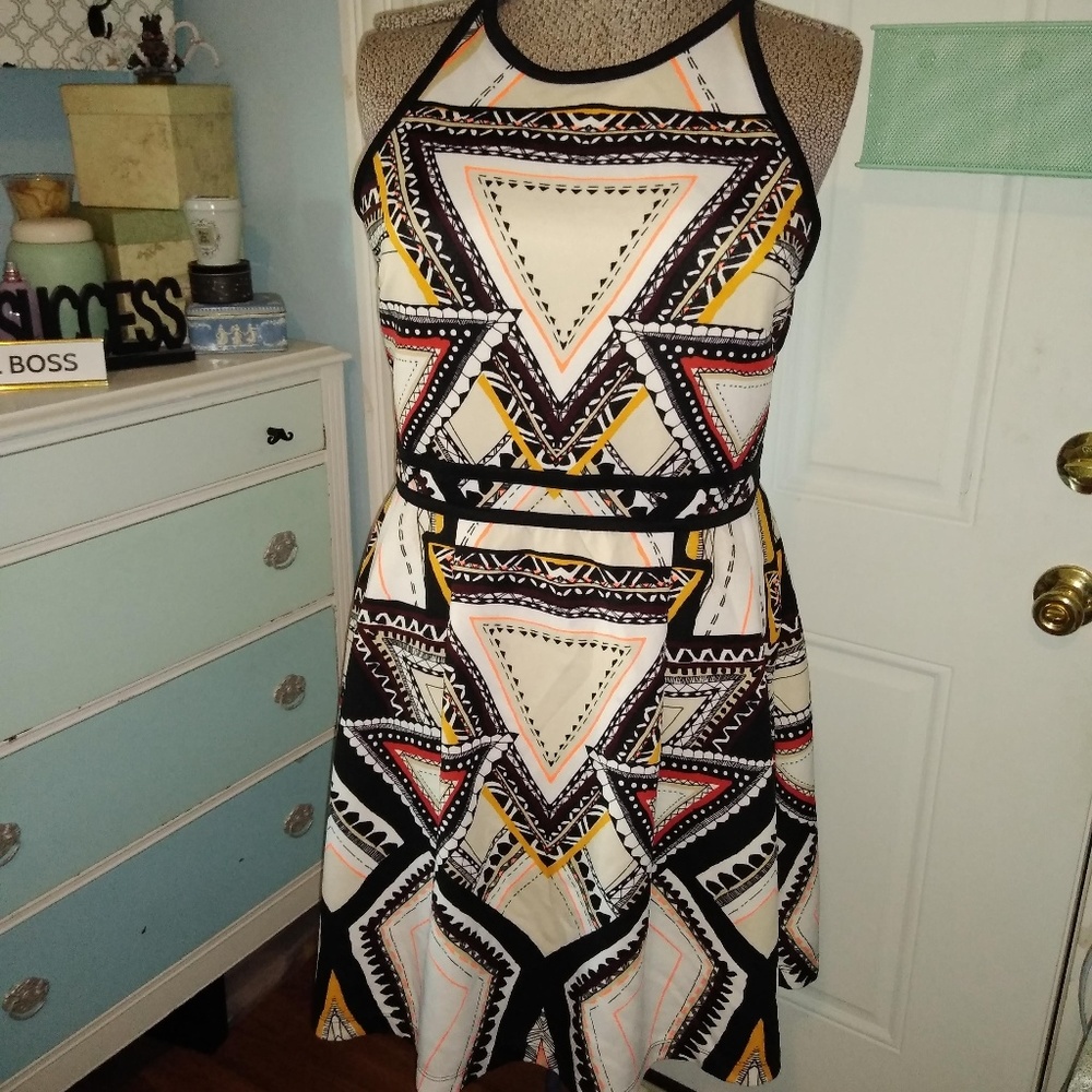 Massimo, XL, grometric pattern dropwaist dress.